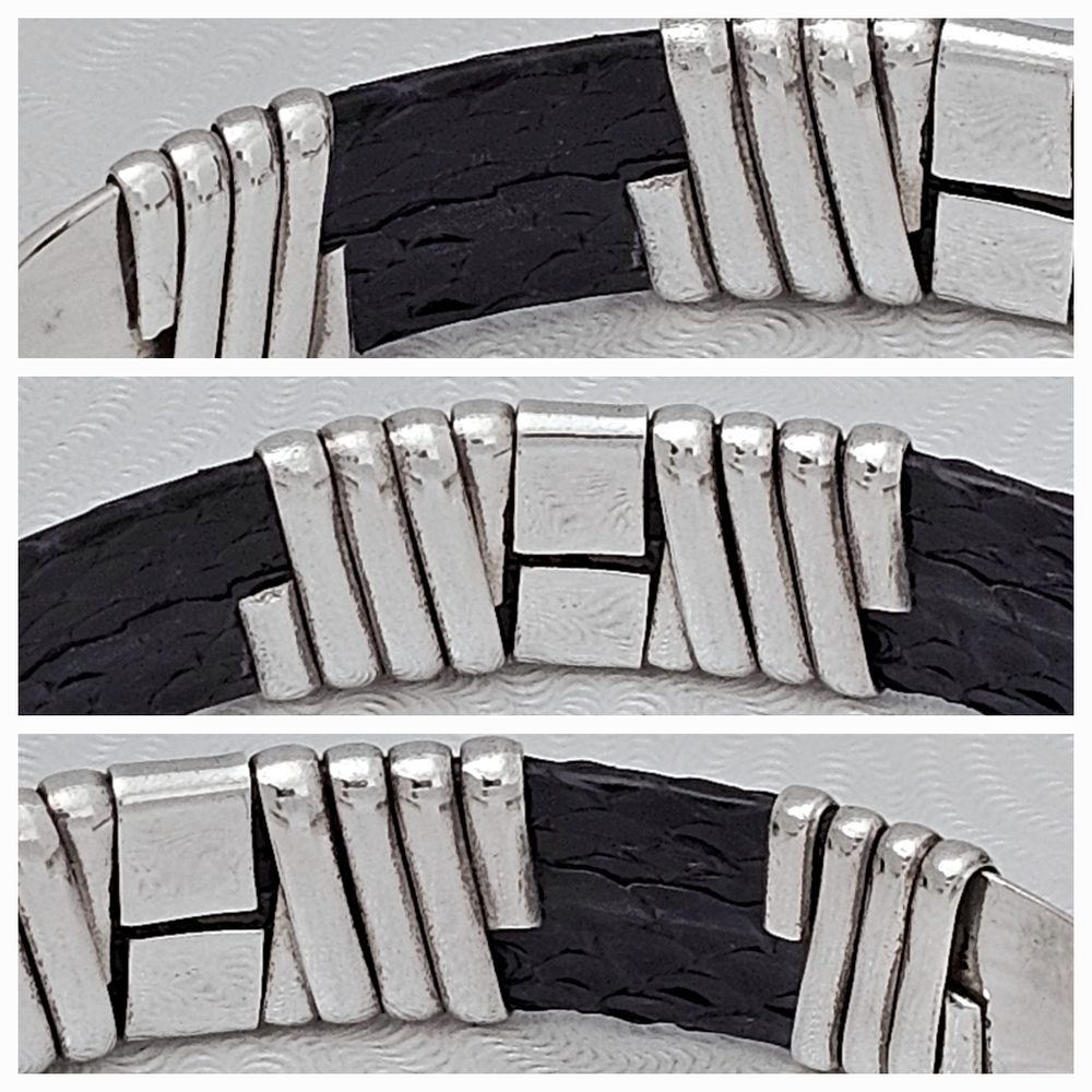 Silpada Super Rare Sterling Silver Black Snakeskin Heavy Cuff  EB430/B0430 - Picture 9 of 16